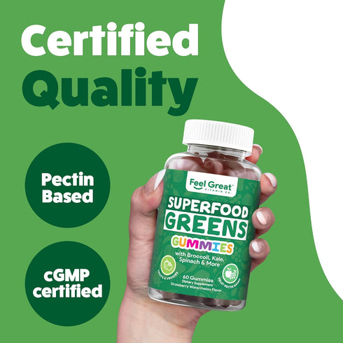 Gummies Immunity 60 Gummies Super Greens - Green Superfoods Supplement with Spinach, Broccoli, Kale, Beet Root