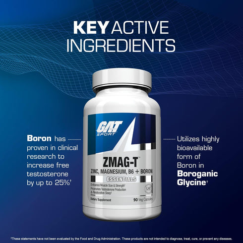 GAT Sport Essentials ZMAG-T - Zinc, Magnesium, B6 + Boron, 90 Veg Capsules