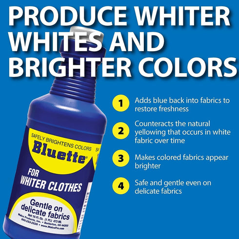 Bluette Laundry Bluing (2 Pack) - Whitener for Delicate Fabrics, Safe for Light Clothes & Sheets