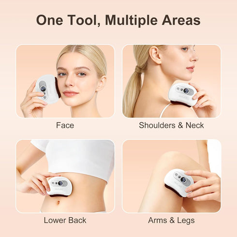 HUGJOG 9 Electric Gua Sha Face Massager, Heated Gua Sha Tool with Heat & Vibration Levels, Rechargeable Face Vibration