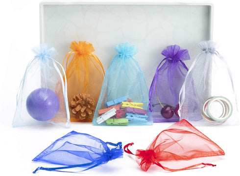 Volanic 100PCS 4X6 Inch Sheer Drawstring Organza Bags, Jewelry Party Wedding Favor Candy Bag, 20 Color Mix