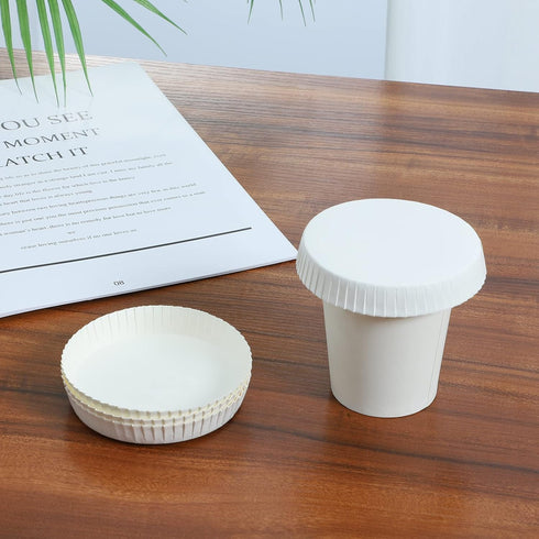 100Pcs Disposable Paper Cup Cover, Recycled Hot Cup Lid for Tea Coffee Mug, Stackable for Cafe Hotel