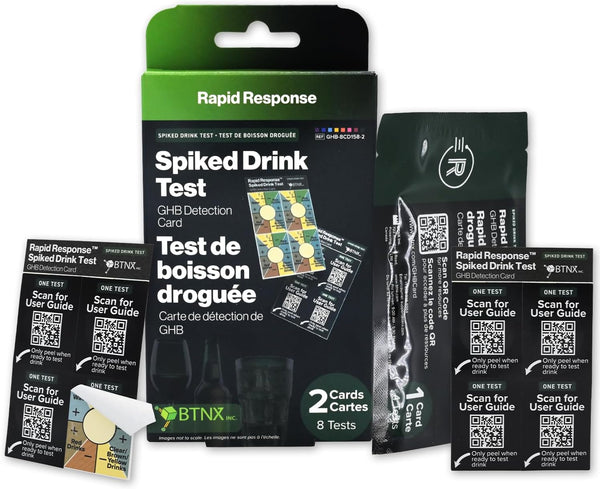 Rapid Response Spiked Drink Test - GHB Detection Card for Beverages. Easy to use,