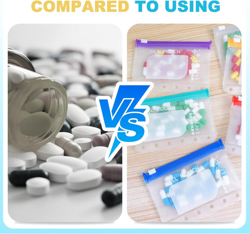 Set Timueetech Water-Proof Pill Pouch Large Pill Organizer, Pill Loose-Leaf Storage with Color-Coded Medicine