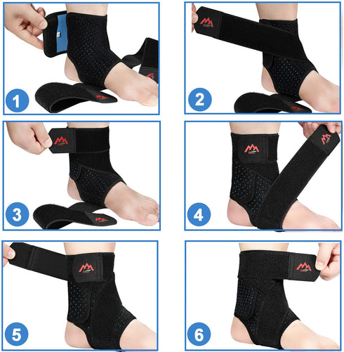 2PCS Adjustable Compression Ankle Brace for Men & Women, Breathable Support for Protection