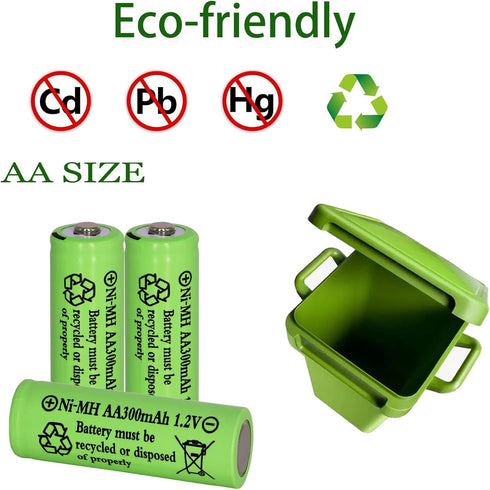 16 Packs 1.2V AA 300mAh Ni-MH Rechargeable Batteries for Outdoor Solar Lights