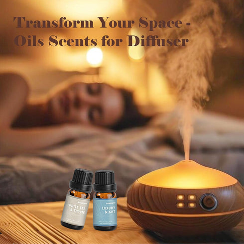 Fragrance Oils, Hotel Collection Diffuser Oil, Fragrance Oil for Candle Making, Soap Scents for Making Soap, Essential Oils Set 6x10ml, Luxury Night, White Tea& Thyme, Jasmine& Sandal and More