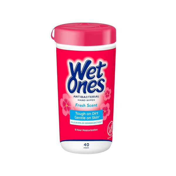 Wet Ones Antibacterial Hand Wipes, Fresh Scent, Packaging May Vary, White, 40