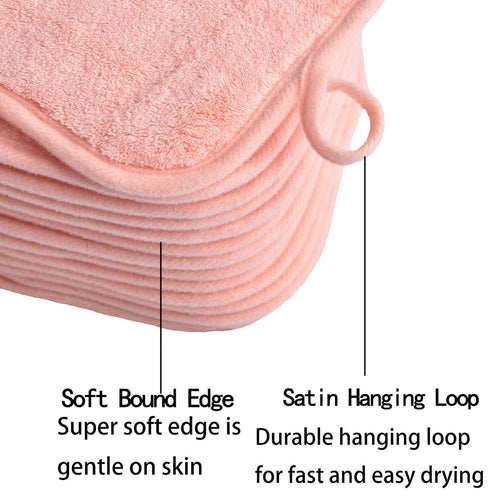 Reusable Makeup Remover Cloths - Soft Microfiber Facial Cleansing Pads for Face, Eye, Lips (12 Pack, Coral)