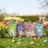 Lanfixilly 50 Easter Gift Bags with handles Colorful Pcs,Plastic Easters Eggs Bunny Goodie Candy Tote Favor Bag