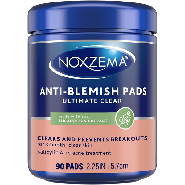 Noxzema Ultimate Clear Face Pads, 90 Count, Clears & Prevents Acne, Anti-Blemish with Over 60% Alcohol