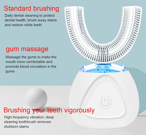 VIDECOR U Shaped Electric Toothbrush, Oral Cleaning Toothbrushes, Automatic Electric Toothbrush with U Shaped Brushes