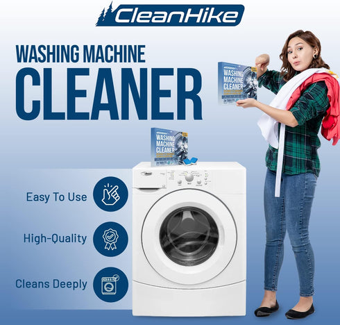 Washing Machine Cleaner Descaler Tablets, 24 Tablets for HE Front & Top Loader Washer, Eco-Friendly Deep Cleaning