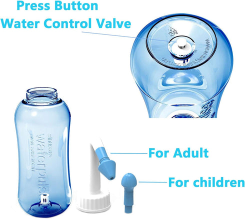 Carllg Neti Pot - Nasal Irrigation Wash Bottle with Sinus Rinse Salt for Adult & Kid (300ml with 30 Salt Packets)