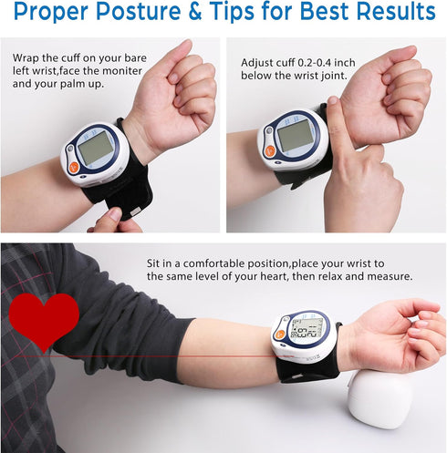 LotFancy Wrist Blood Pressure Monitor, Automatic Digital BP Machine, 60 Reading Memory