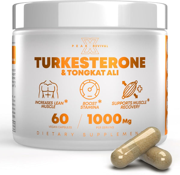 Turkesterone & Tongkat Ali 1000mg Supplement - 500mg Ajuga Turkestanica Per Serving for Increased Stamina, Lean Muscle
