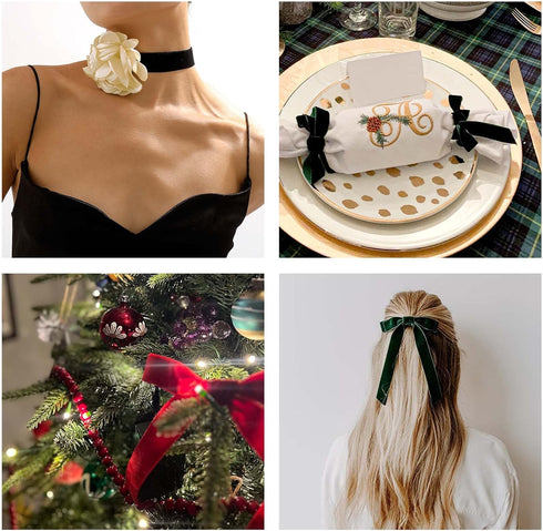 Velvet Ribbon 15 Yards 1 Inch Single Face Black, Perfect for Wedding, Gift Wrapping, Christmas Wreath, Hair Bows &
