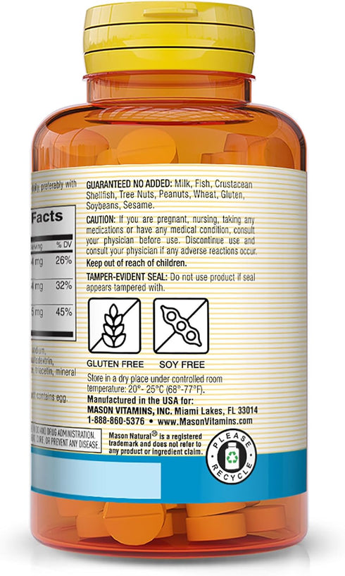 Calcium Magnesium & Zinc Tablets, 100 Count by MASON Vitamins