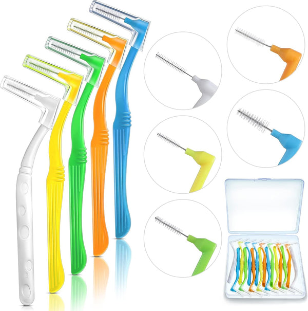 50 Pcs Interdental Brushes: Braces Toothbrush for Tooth Cleaning, 5 Sizes and Colors for Effective Flossing