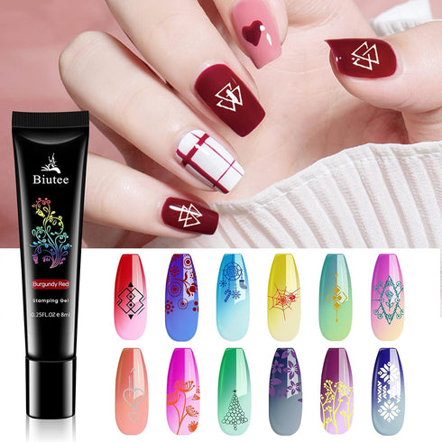 Nail Stamping Polish Pack of 12 Colors, 8ML UV LED Gel Polish for Nail Stamping Plate.