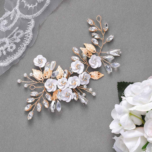 Latious Silver Flower Bride Wedding Hair Vine - Crystal Rhinestone Hair Jewelry for Women