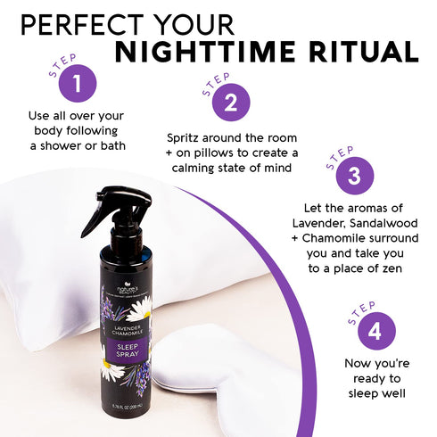 Multi-Pack 6.76 oz (2 Pack) Nature's Beauty Lavender Chamomile Sleep Spray - Sleep Well + Relax with Premium Grade Room