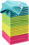 HOMEXCEL Microfiber Cleaning Cloth - 24Pack Cleaning Rag, 11.5"X11.5" Assorted Colors (Green/Blue/Yellow/Pink)