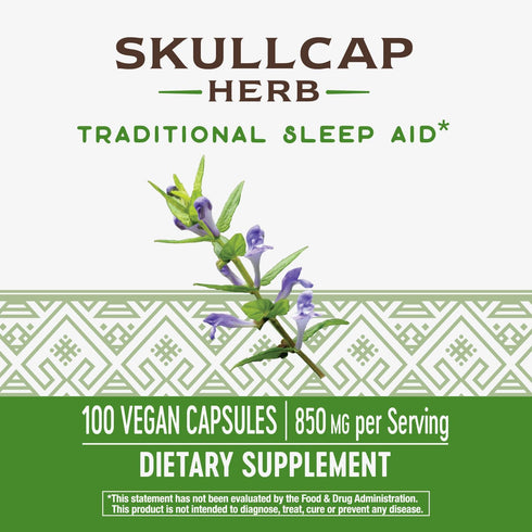 Nature's Way Skullcap Herb - Traditional Herbal Sleep Support - Non-GMO Project Verified - 100 Vegan Capsules