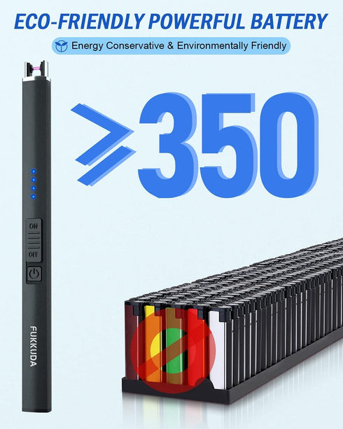 FUKKUDA Electric Candle Lighter with Safety Switch, USB Rechargeable Windproof Plasma Arc Lighter (Obsidian Black)