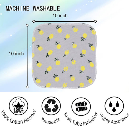 Paperless Towels Roll, Washable Cotton Cloth, 25 Pack with Durable Cardboard Roll, 10" X 10" Eco Friendly