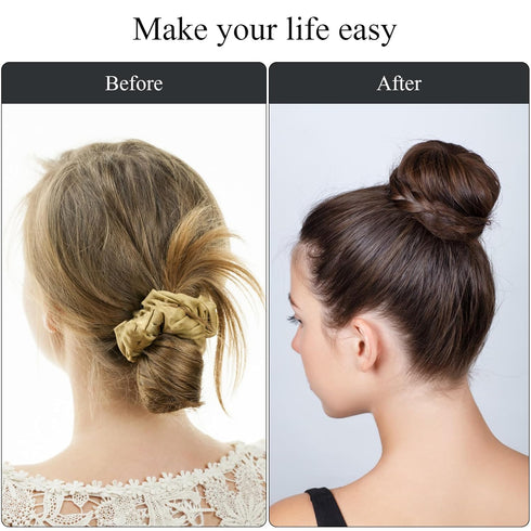 HOFASON Hair Bun Maker Donut, 31 Pcs with Small Hair Donuts, Hair Elastic Bands, and Hair Pins, Brown