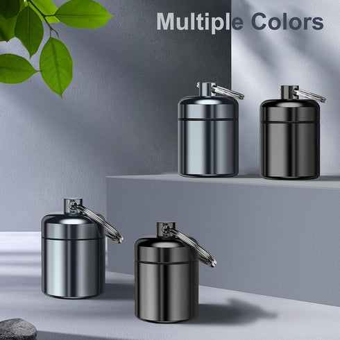2 Pack Mini Pill Case Keychain, Portable Travel Pill Container, Waterproof Metal Daily Pill Box Organizer for Office