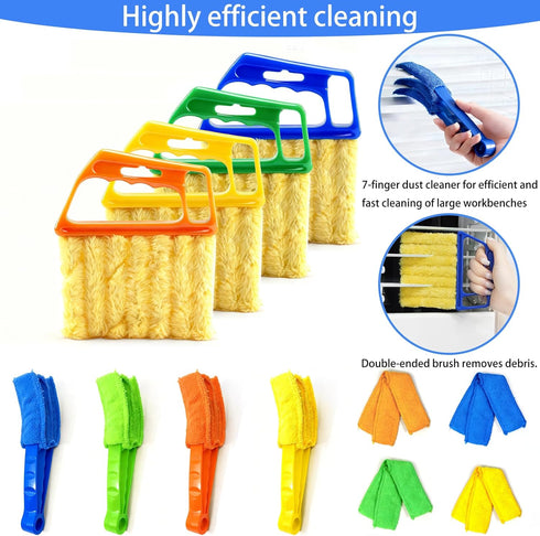 YudeWater 8Pcs 7-Finger 4 Window Venetian Blind Cleaner Duster Tool, Microfiber Dusting Brush for Wood/Vinyl Blinds