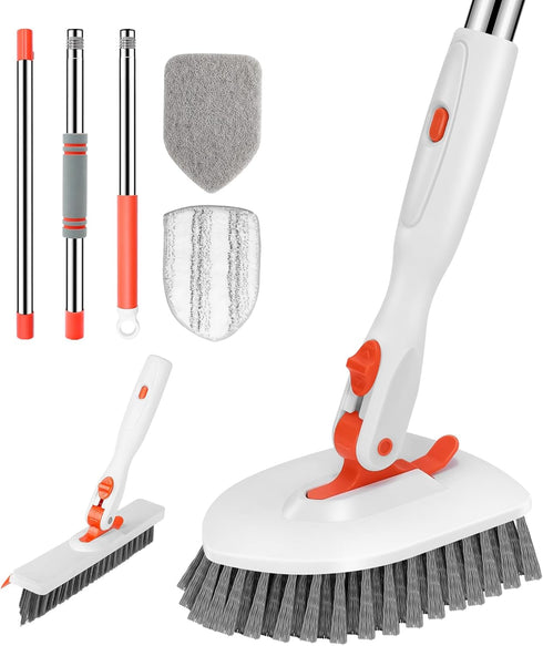 SetSail 4-in-1 Tile Tub Floor Scrubber with 52-inch Adjustable Long Handle Shower