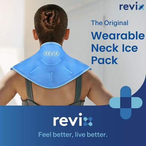 REVIX XL Neck Ice Pack for Injuries Reusable Neck Cooling Wraps for Pain Relief, Hot Cold Gel Packs Reusable for Chronic Pain, Sports Injury & Cervical Surgery, Soft Plush Lining Ice Neck Wrap