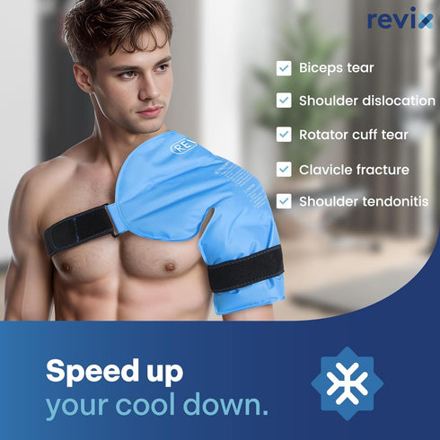 REVIX XL Shoulder Ice Pack for Rotator Cuff, Reusable Gel Cold Wrap for Shoulder Injuries & Surgery