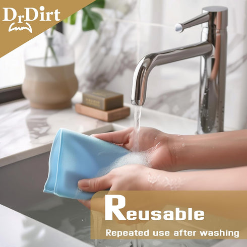 DrDirt Lint-Free Microfiber Glass Cleaning Cloth, Pack of 5 (14x14 inch), Streak-Free Wiping and Polishing