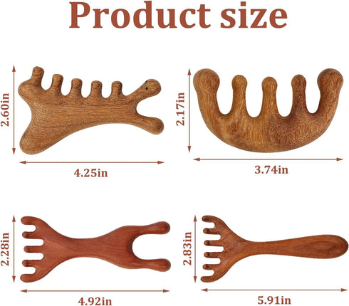 Mzario 4 6 Massage Comb PCS Wooden Massage Comb for Deep Relaxation & Stress Reduction Scalp Massages Combs Claws