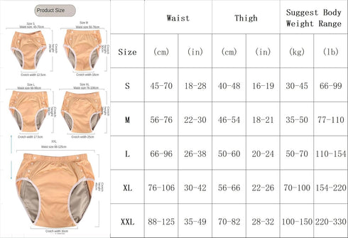 LEEMOOCARE Cotton Incontinence Pants for Adults: Washable, Breathable, Adjustable Leak-Proof Underwear for Elderly