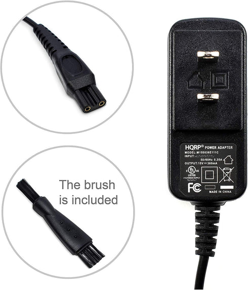HQRP AC Adapter/Power Cord for Philips Norelco 5100 5200 Series S5210 S5290 and Cleaning Brush