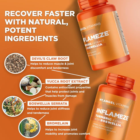 Mt. Angel Vitamins - InFlamEze, Boswellia, Curcumin, Quercetin, Bromelain, 60 Vegetarian Capsules