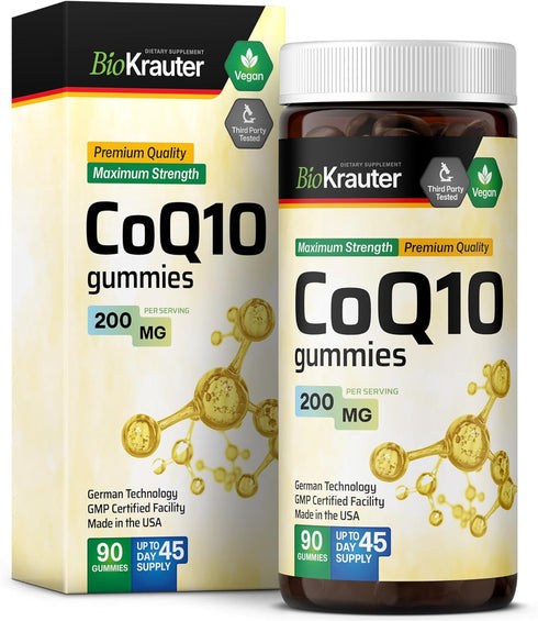 MAUWE HERBS CoQ10 Gummies 200mg, Organic Antioxidant Supplement for Cellular Energy, 90 Vegan Pectin-Based Chews