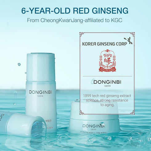 DONGINBI Red Ginseng Hydra Bounce Cream Fresh Travel Kit - Hydrating Skincare Set with Softener, Emulsion, Cream