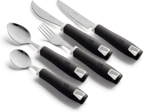 Special Supplies 5-Piece Adaptive Utensils Set - Non-Weighted, Non-Slip Handles for Hand Tremors, Arthritis,