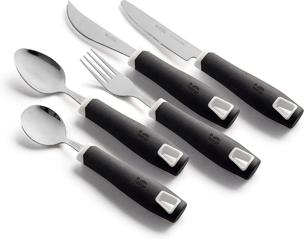 Special Supplies 5-Piece Adaptive Utensils Set - Non-Weighted, Non-Slip Handles for Hand Tremors, Arthritis,