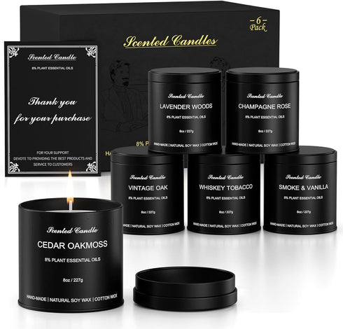 HOMAMAMOON Mens Scented Candles Set 6 Pack Soy Wax Aromatherapy Candles for Men,