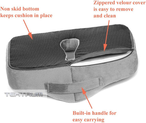 Tailbone, (TD-C-16-GREY) Tektrum Orthopedic Memory Foam Seat Cushion for Back Pain, Sciatica, Coccyx, Spinal Alignment