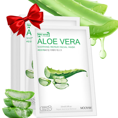 Aloe Vera Face Mask, Hydrating Skincare for Dry, Oily, Sensitive Skin, 10-Pack Moisturizing Facial Masks