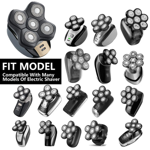Universal New Upgrade 5 Blades Magnetic Interface Head Shaver Replacement Heads Replacement Blade Electric Razor Shaver Head (5D Black)