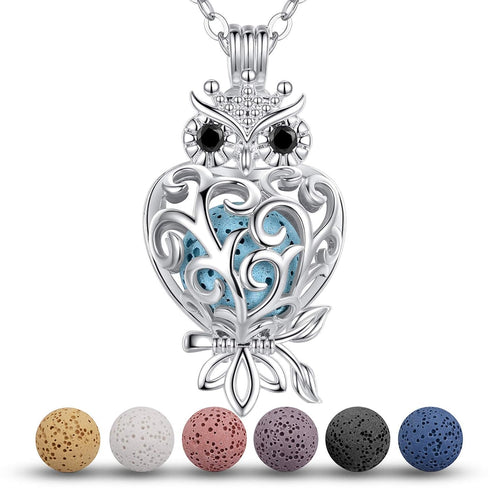 Set, Essential Oil Diffuser Necklace & Earrings Lava Rock Stone Aromatherapy Jewelry for Women